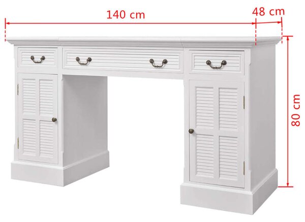 VidaXL Fehér Íróasztal - Dupla Láb - 140x48x80 cm