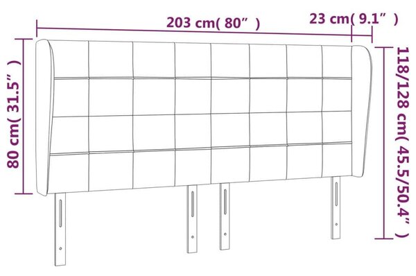 VidaXL Bársony Fejtámla Szárnyakkal - Sötétszürke - 203cm