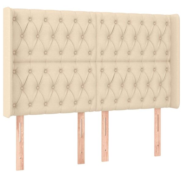 VidaXL Ágyfejtámla - Krémszínű Szövet - LED - 163x16x118/128cm