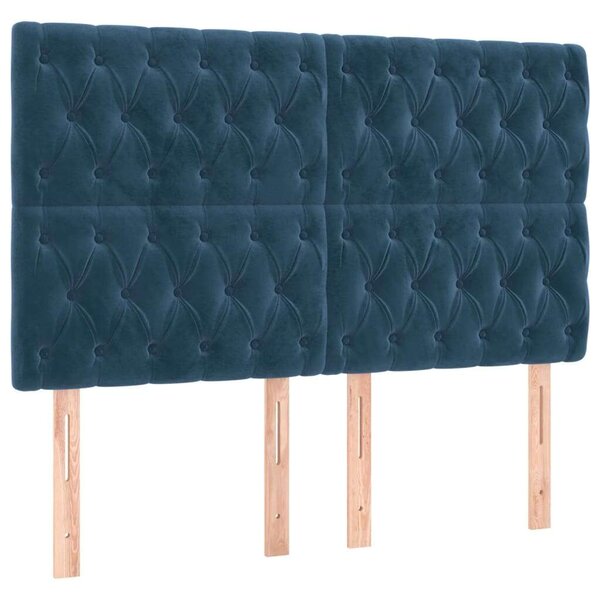 VidaXL 4 db sötétkék bársony fejtámla 72x7x78/88 cm