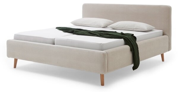 Bézs kárpitozott franciaágy ágyrács nélkül 180x200 cm Mattis Cord – Meise Möbel