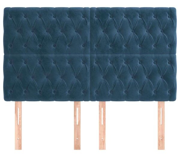 VidaXL 4 db sötétkék bársony fejtámla 72x7x78/88 cm