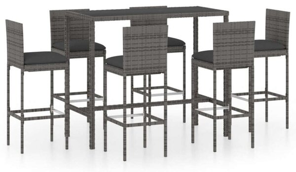 VidaXL Kerti Bárszett - 7 darabos - Szürke Polyrattan