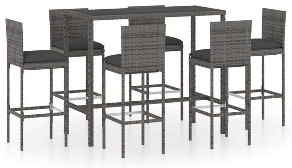 VidaXL Kerti Bárszett - 7 darabos - Szürke Polyrattan