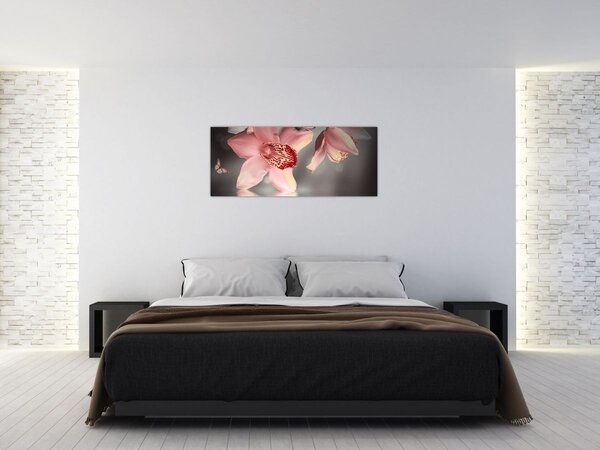 Kép - Virágok és pillangó (120x50 cm)