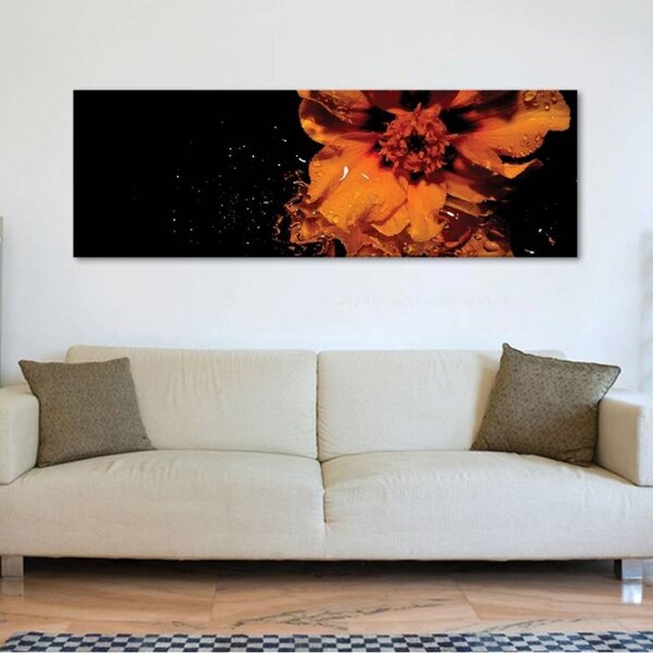70x40 cm - Sárga virág és cseppek vászonkép