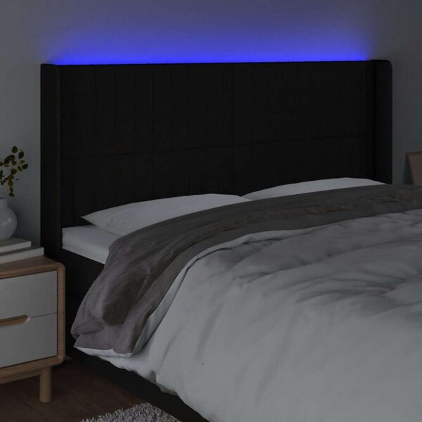VidaXL Fekete Szövet LED Fejtámla - 203x16x118/128cm