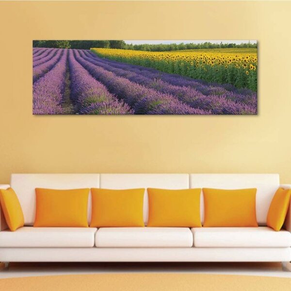 70x40 cm - Levendula és napraforgó vászonkép