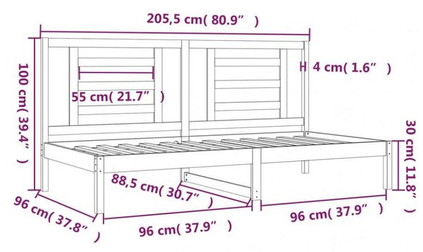 VidaXL fehér tömör fenyőfa kanapéágy 90 x 200 cm