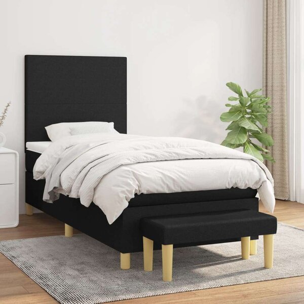 VidaXL fekete szövet rugós ágy matraccal 100 x 200 cm