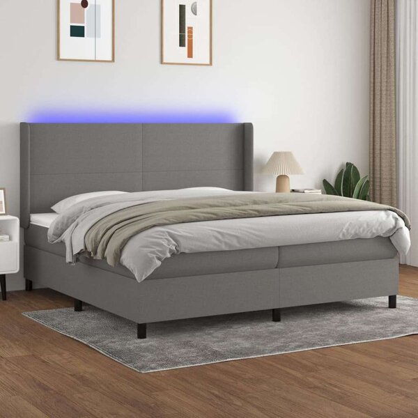 VidaXL LED-es Ágy - Zsebrugós Matraccal - 200x200 cm