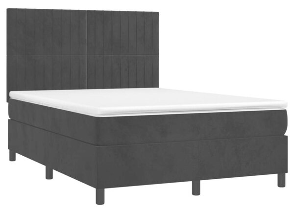 VidaXL Bársony Ágy Matraccal - Fekete - 140x190 cm