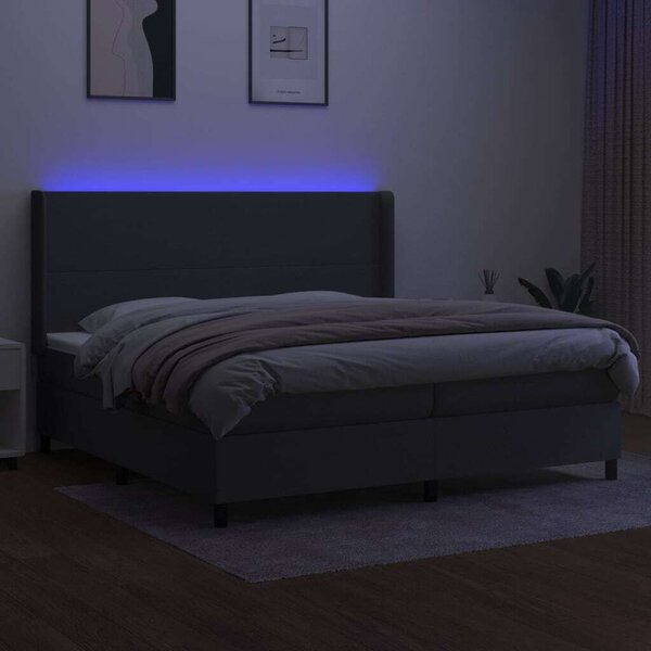 VidaXL LED-es Ágy - Zsebrugós Matraccal - 200x200 cm
