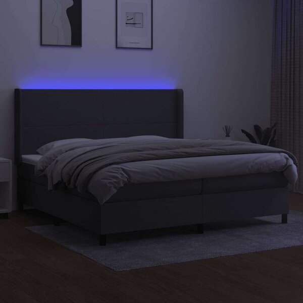 VidaXL LED-es Ágy - Zsebrugós Matraccal - 200x200 cm
