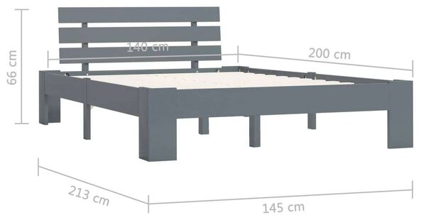 VidaXL Szürke Tömör Fenyőfa Ágykeret - 140x200 cm