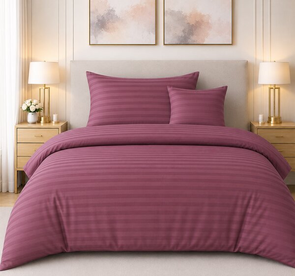 Damaszt ágynemű – LILA | 3 részes szett | Gombos záródás Méret: Standard méret: 1x 140x200 + 1x 70x90 + 1x 40x50