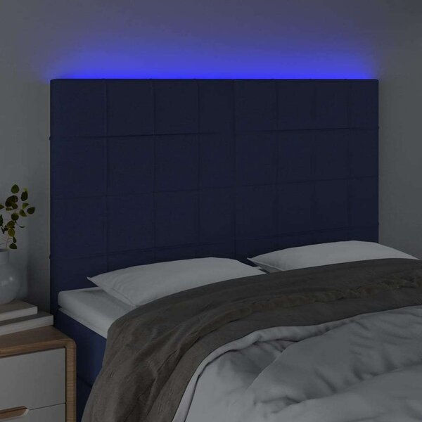 VidaXL kék szövet LED-es fejtámla 144x5x118/128 cm