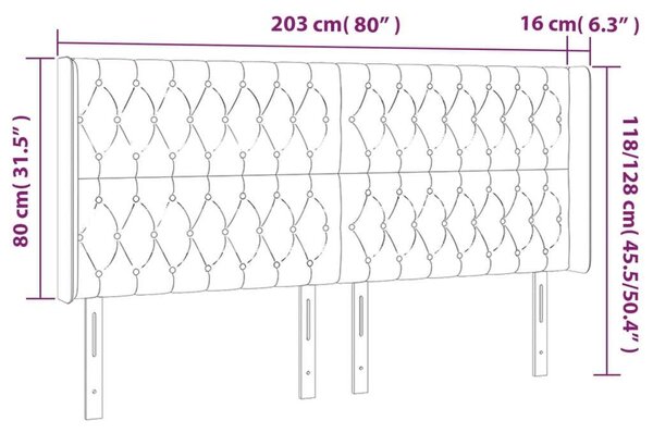 VidaXL sötétkék bársony LED-es fejtámla 203x16x118/128 cm