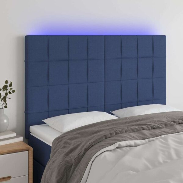 VidaXL kék szövet LED-es fejtámla 144x5x118/128 cm