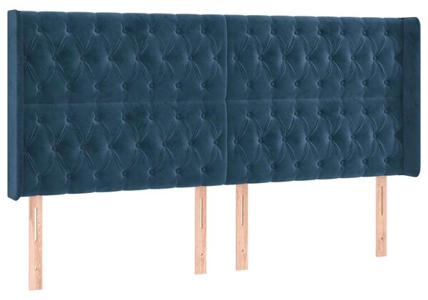 VidaXL sötétkék bársony LED-es fejtámla 203x16x118/128 cm