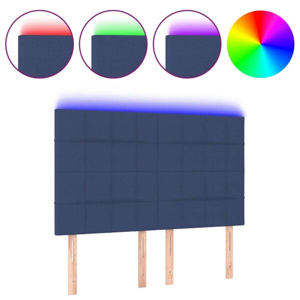 VidaXL kék szövet LED-es fejtámla 144x5x118/128 cm