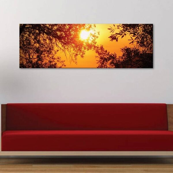 70x40 cm - Naplemente az erdő fölött vászonkép