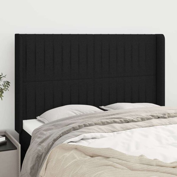 VidaXL Fekete Szövet Fejtámla Szárnyakkal - 147x16x118/128 cm