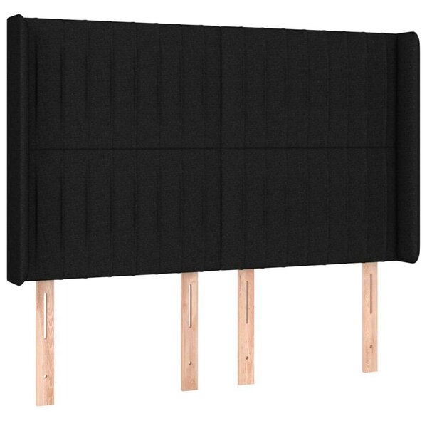 VidaXL Fekete Szövet Fejtámla Szárnyakkal - 147x16x118/128 cm