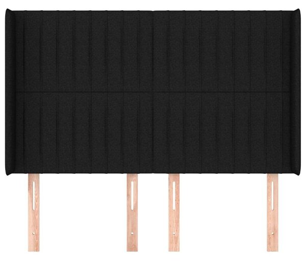 VidaXL Fekete Szövet Fejtámla Szárnyakkal - 147x16x118/128 cm