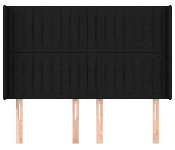 VidaXL Fekete Szövet Fejtámla Szárnyakkal - 147x16x118/128 cm