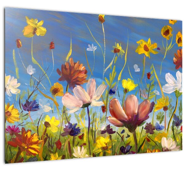 Festett kép egy virágzó rét (70x50 cm)