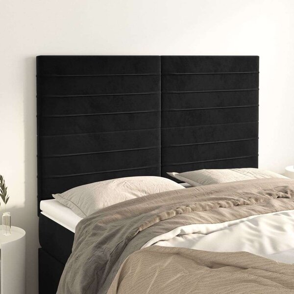 VidaXL Fekete Bársony Fejtámla - 4 db - 72x5x78/88cm