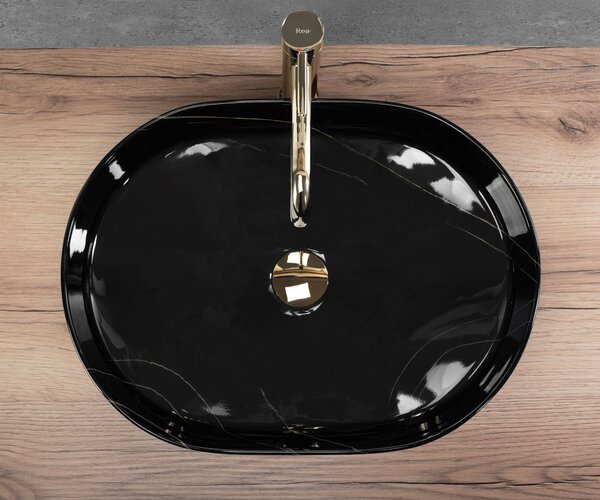 Rea Nadia, asztali mosdó 500x380x120 mm, kőutánzat - Black Stone, REA-U9240