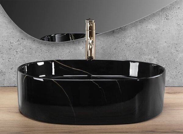 Rea Nadia, asztali mosdó 500x380x120 mm, kőutánzat - Black Stone, REA-U9240