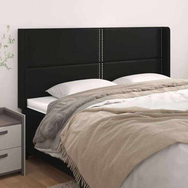 VidaXL fekete műbőr fejtámla szárnyakkal 183x16x118/128 cm
