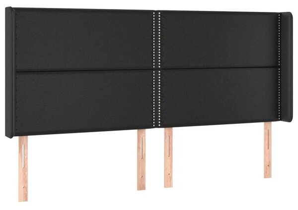 VidaXL fekete műbőr fejtámla szárnyakkal 183x16x118/128 cm