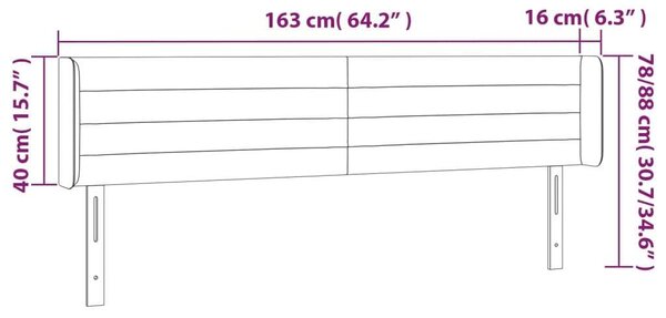 VidaXL fekete szövet LED-es fejtámla 163 x 16 x 78/88 cm
