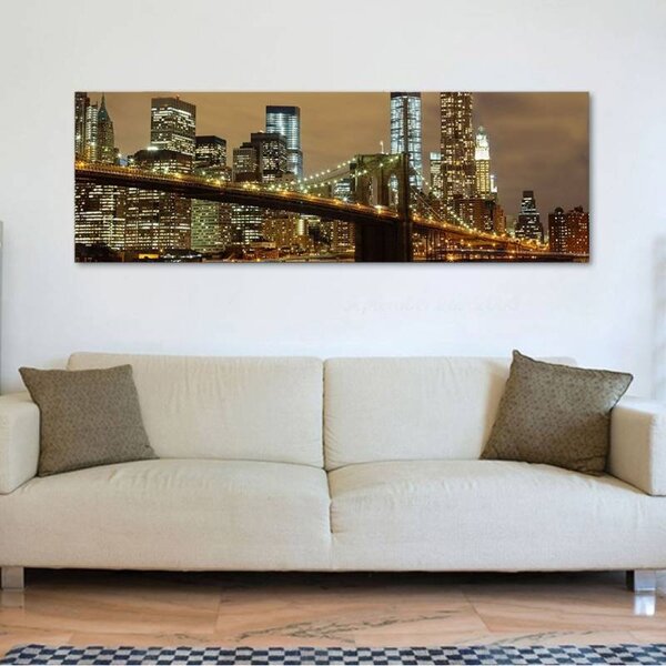 70x40 cm - New York híd éjszaka vászonkép