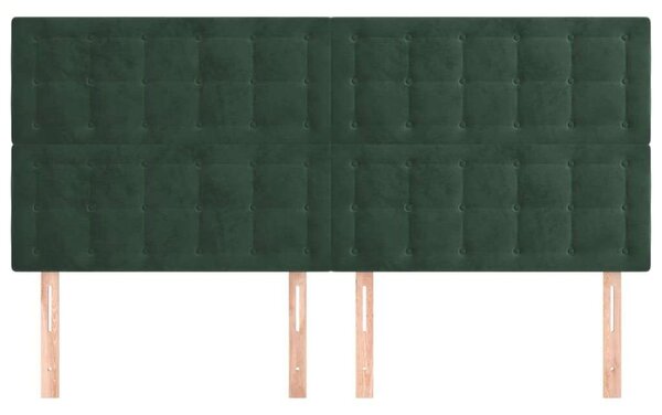 VidaXL 4 db sötétzöld bársony fejtámla 80 x 5 x 78/88 cm