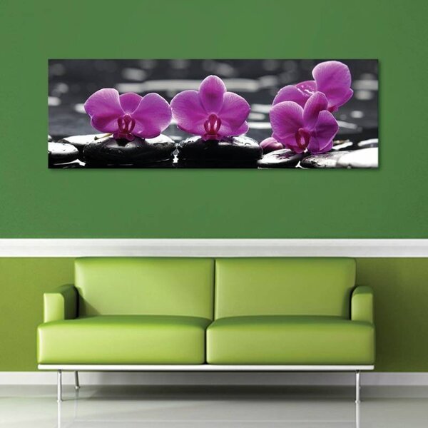 70x40 cm - Orchideák és jade kövek vászonkép