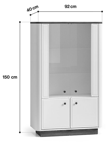 Amberto magas vitrin 92 cm - kasmír / windmill tölgy sötét