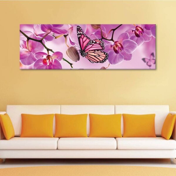 70x40 cm - Pillangó és orchidea vászonkép