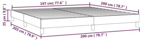 VidaXL Ágykeret - Szövet - Sötétszürke - 200x200 cm