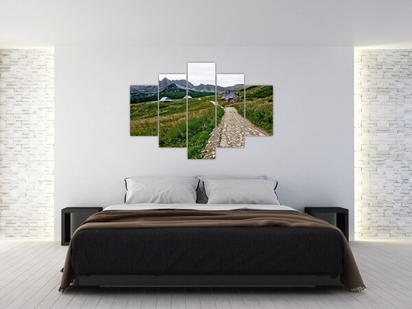 Kép - Hegyi táj házakkal (150x105 cm)