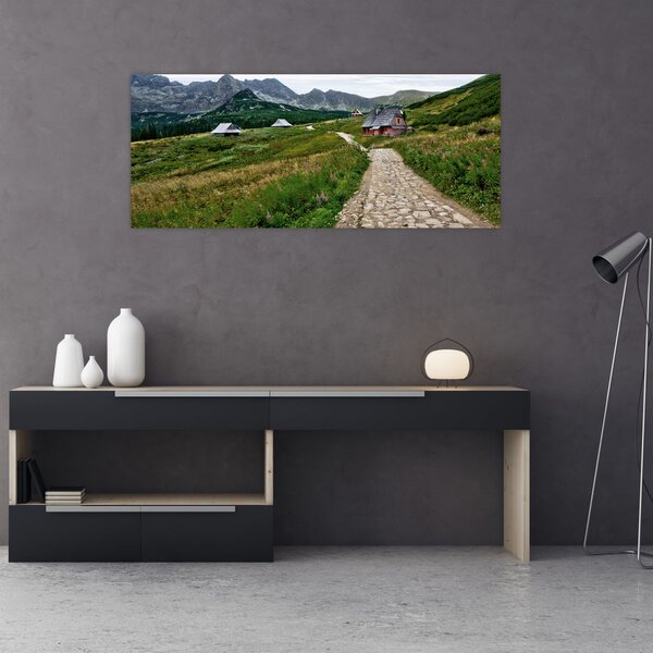 Kép - Hegyi táj házakkal (120x50 cm)