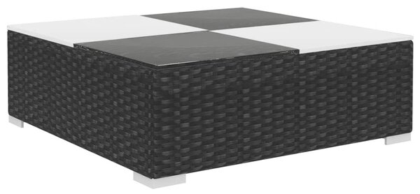 8-részes fekete polyrattan kerti bútorszett párnákkal