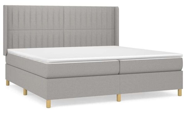 VidaXL világosszürke szövet rugós ágy matraccal 200 x 200 cm