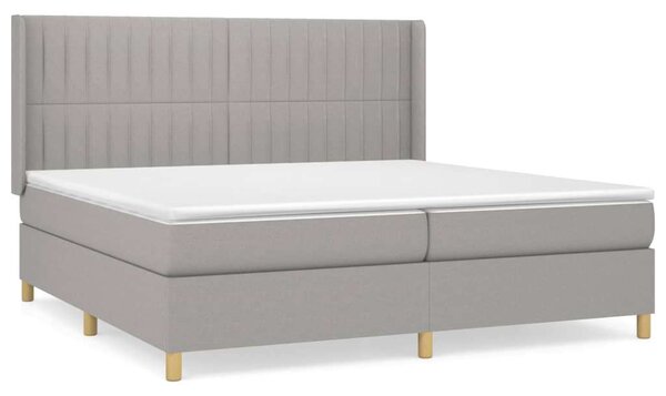 VidaXL világosszürke szövet rugós ágy matraccal 200 x 200 cm