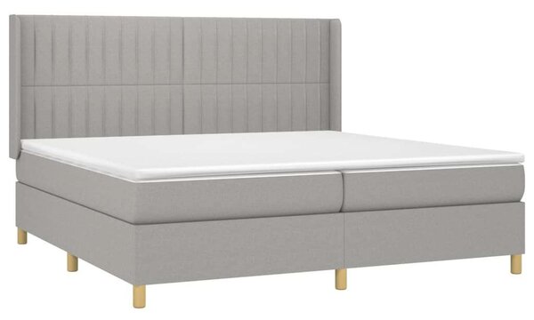 VidaXL világosszürke szövet rugós ágy matraccal 200 x 200 cm