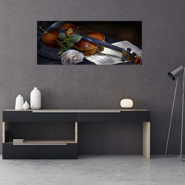 Kép - Rózsa és hegedű (120x50 cm)